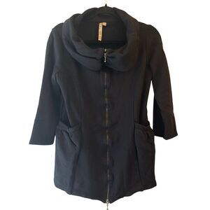 Comfy USA Cowl Neck Full Zip Jacket size S double-sides zip 3/4 sleeves made in